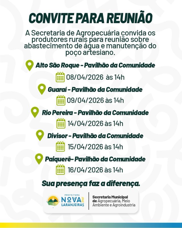 Convite para reunião com produtores rurais
